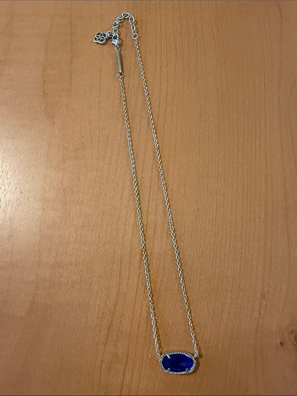 Kendra Scott Silver Necklace with Royal Blue Pendant